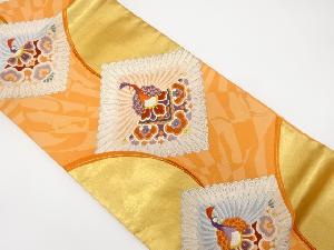 孔雀に華紋織り出し　袋帯